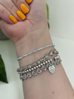 NWT Larimer & Sterling Silver Minimalist Stretch Bracelet, 925